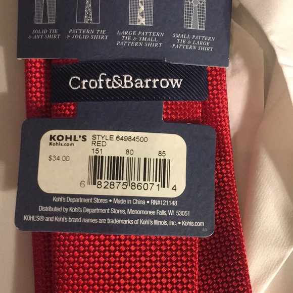 Croft & Borrow Red neck tie - Picture 2 of 4